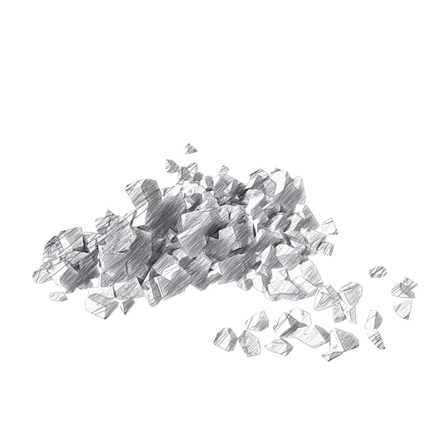 PSD rock debris isolated transparent background drawing