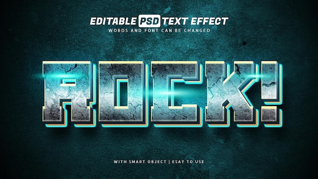 PSD Рок светящийся текстовый эффект редактируемый 3d стиль