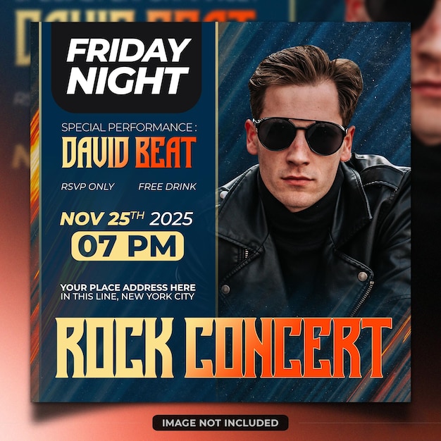 PSD rock music concert banner social media post