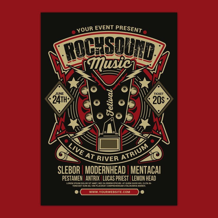 PSD rock music event flyer