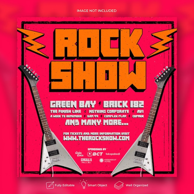 PSD rock music festival instagram social media banner template