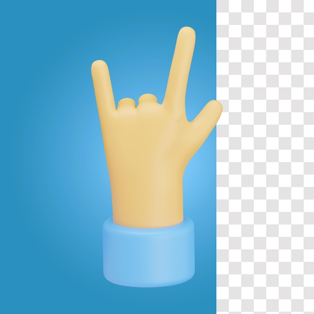 PSD icona 3d del gesto della mano rock n' roll