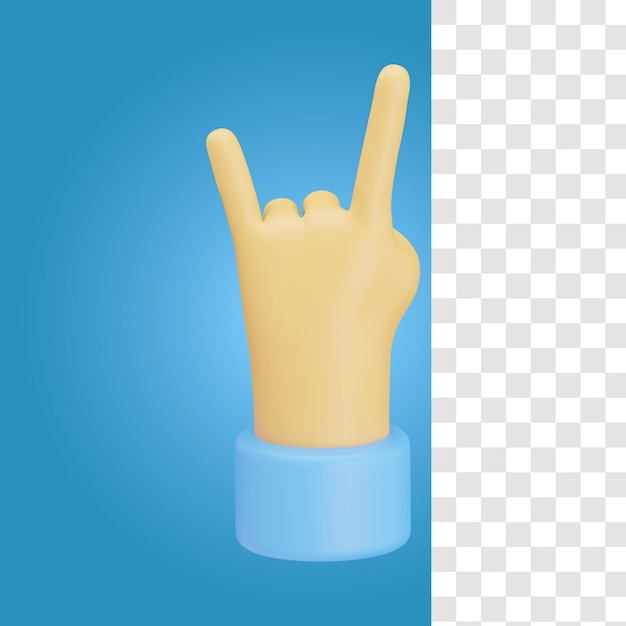 PSD rock n' roll hand gesture 3d icon