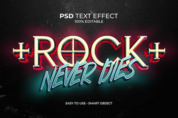 PSD rock never dies text effect