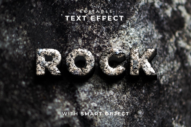 PSD a rock text effect with smart object in the background