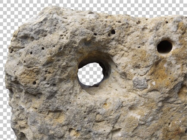 PSD rock wall with hole on transparent background