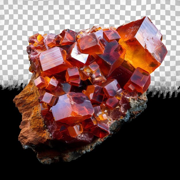 PSD a rock with a red and orange gems on it