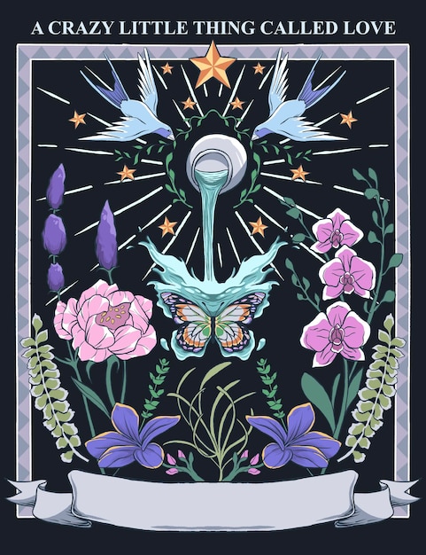 rockabilly botanical illustration