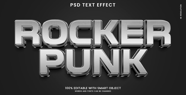 Rocker Punkowy Efekt Tekstowy 3d