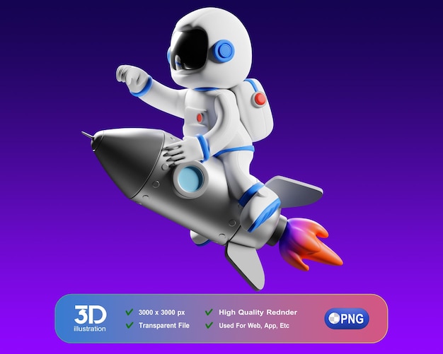 ロケット 3 d アストロ 3 d イラストレーション