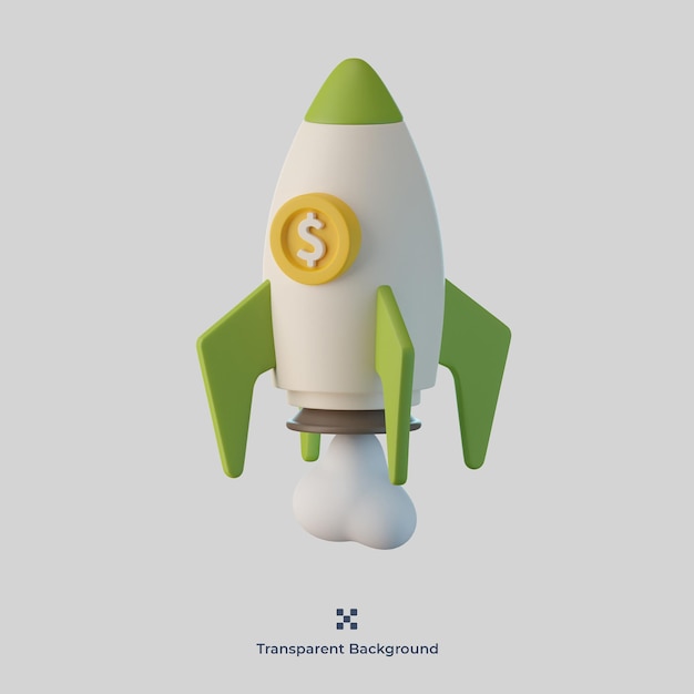 PSD rocket 3d icon illustration