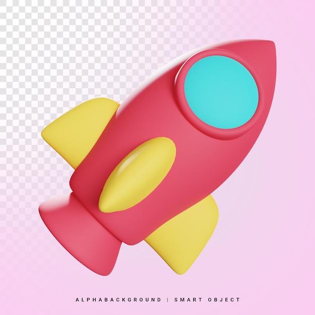 Rocket 3d icon illustration