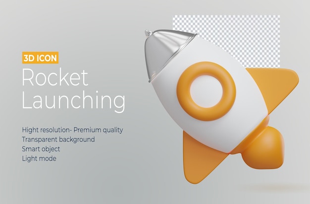 PSD rocket 3d render icon