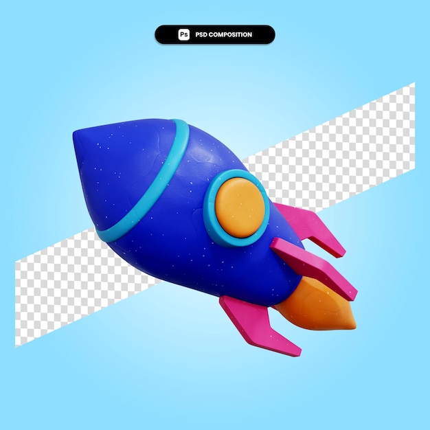 Rocket 3d render illustration isolated