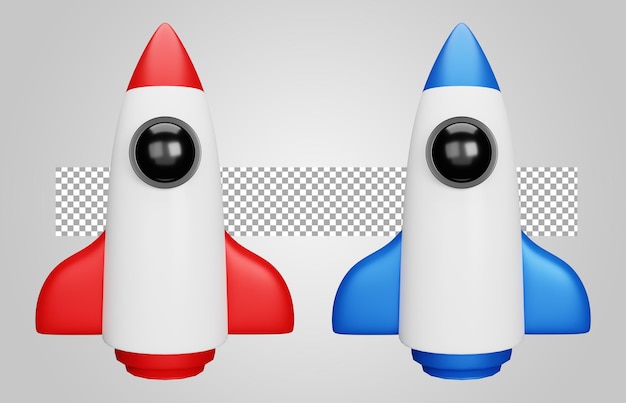 rocket 3d start up isolated on transparent background
