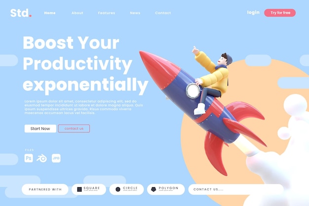 Rocket boost character landing page