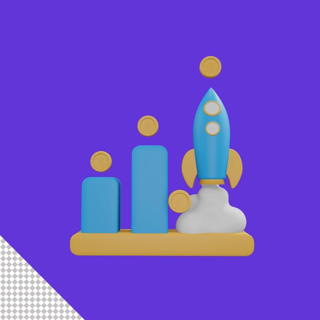 PSD rocket chart 3d icon