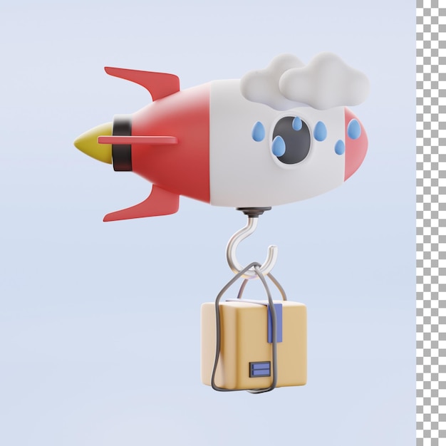 PSD rocket delivery 3d icon