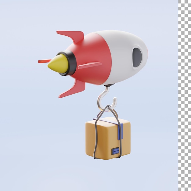 Rocket delivery package 3d icon