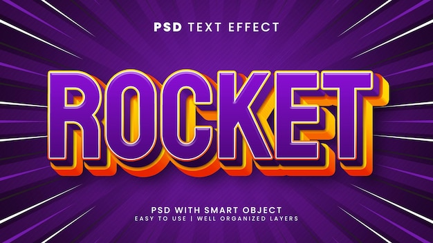 Редактируемый текстовый эффект ракеты со стилем текста космического корабля и галактики
