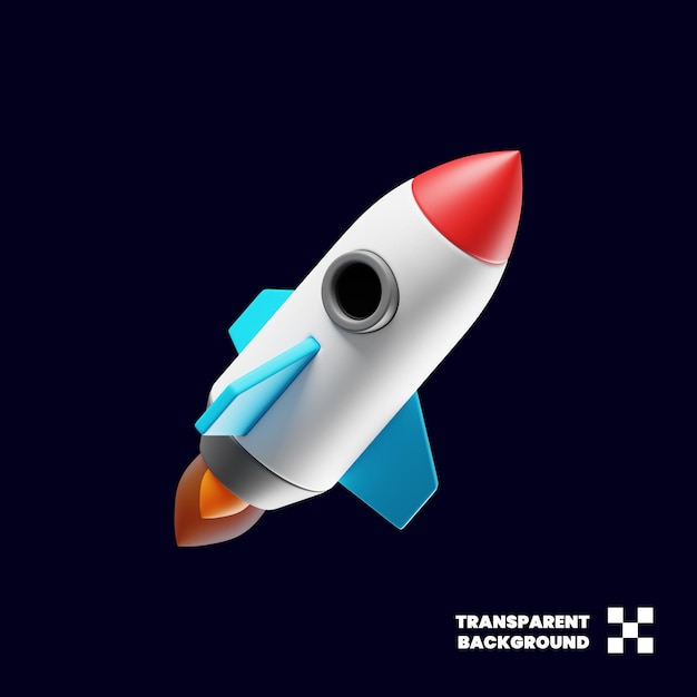 Rocket icon in isometric 3d render