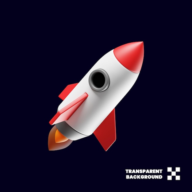 Rocket icon in isometric 3d render