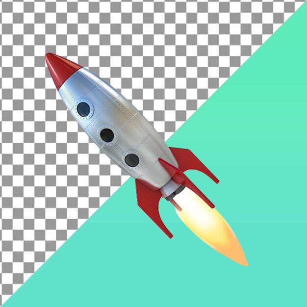 Rocket icon in isometric 3d render