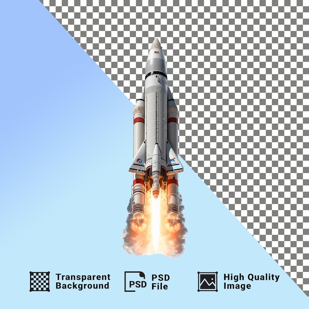 PSD 로켓은 투명한 배경에 고립되어 발사됩니다.
