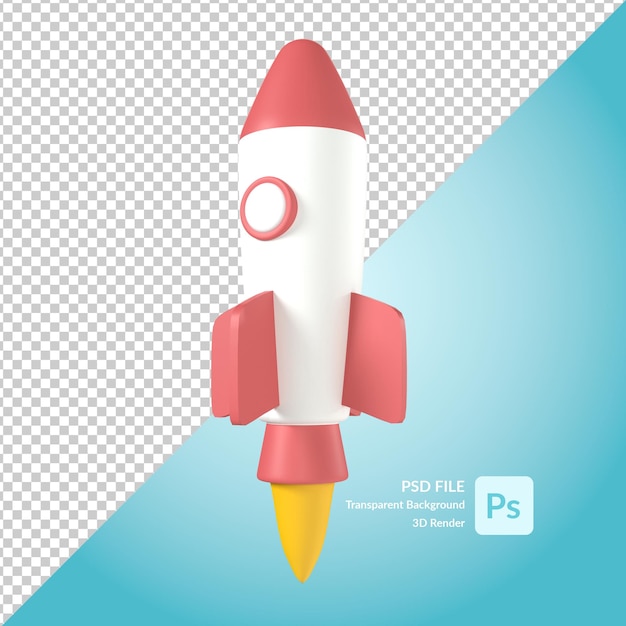 PSD rocket launch 3d illustration rendering