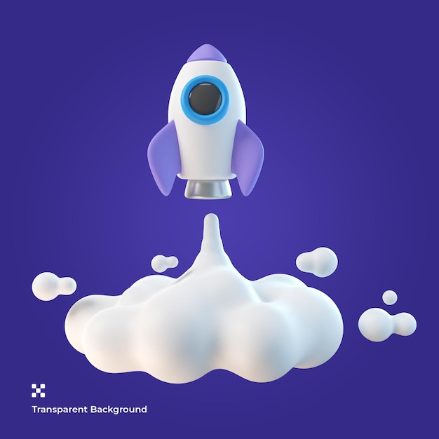 ロケット打ち上げ3Dイラスト