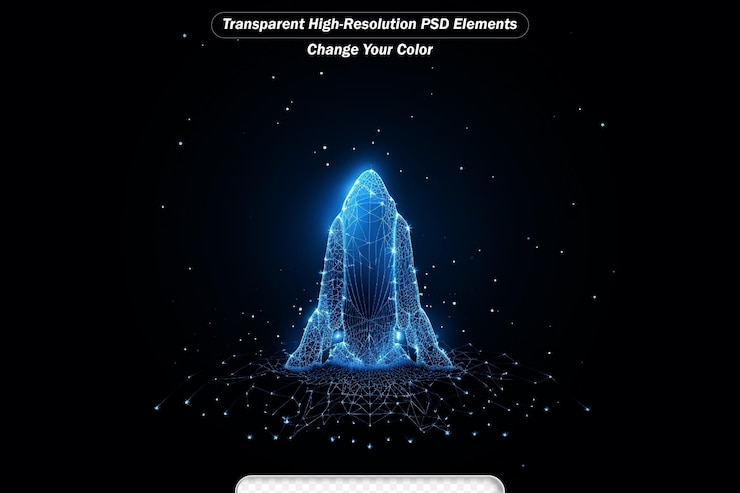 PSD rocket launch business startup concept form lines