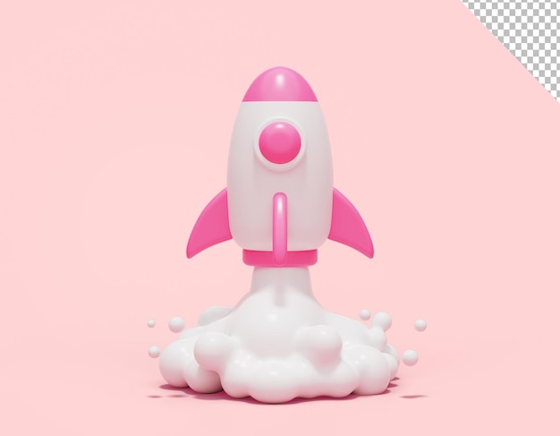rocket launch success innovation creative business startup concept web icon 3d illustration