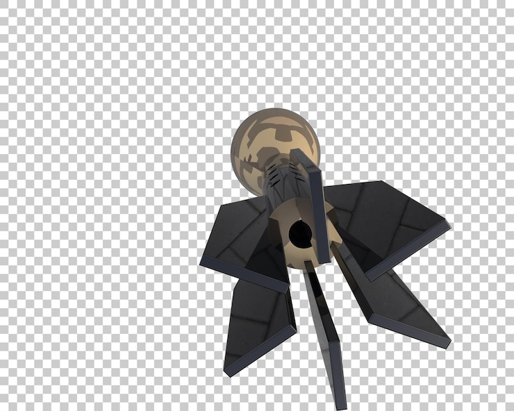 PSD rocket mortar mockup isolated on background 3d rendering illustration