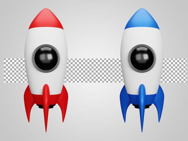 rocket start up isolated on transparent background 3d render