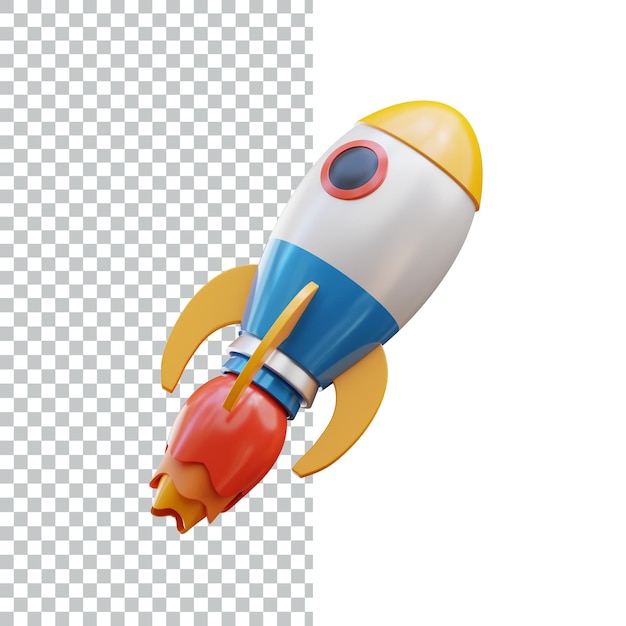 PSD a rocket that is on a white background 3d icon render asset design 3d icon illustration