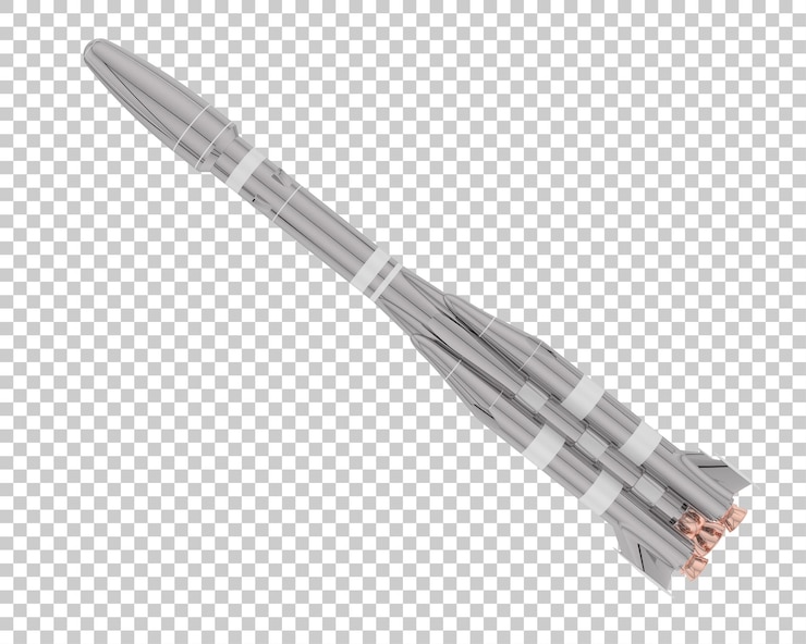 PSD rocket on transparent background 3d rendering illustration
