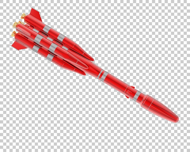PSD rocket on transparent background 3d rendering illustration