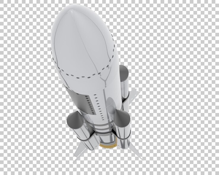 PSD rocket on transparent background 3d rendering illustration