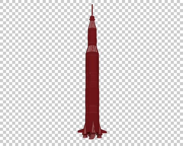 Rocket on transparent background 3d rendering illustration