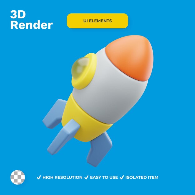 PSD Элементы rocket ui в 3d визуализации