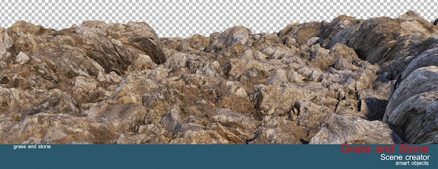 Rocce ed erba che crescono sulla collina