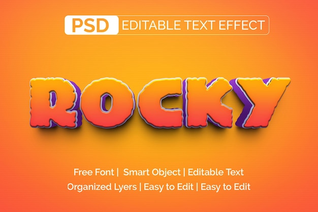 PSD rocky modern 3d photoshop текстовый эффект шаблон стиля слоя