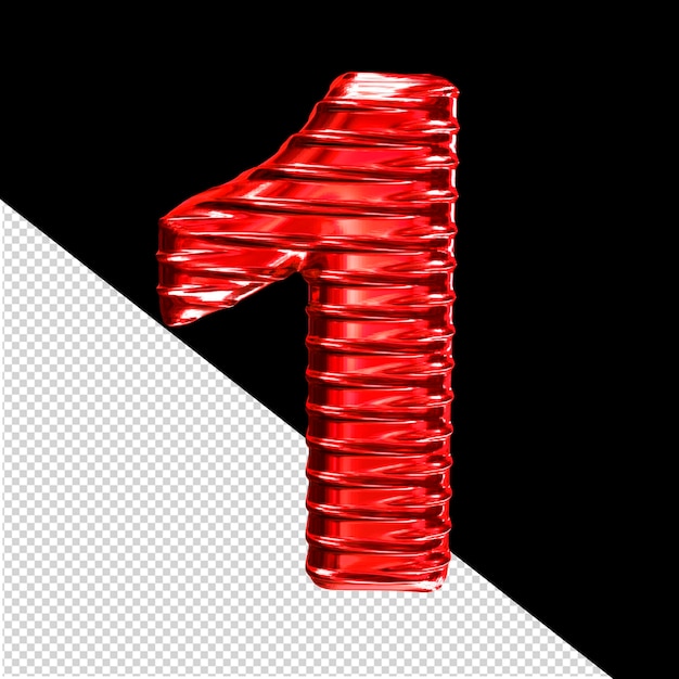 Röd 3D-symbol med räfflat horisontellt nummer 1