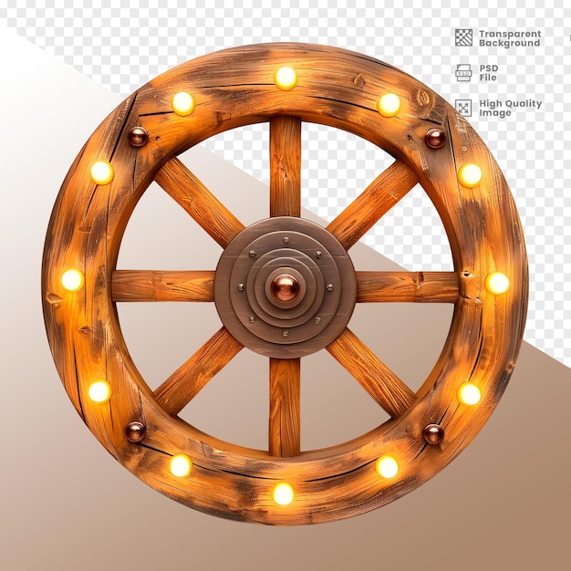 PSD roda de madeira elemento 3d composicao wooden wheel 3d element composition
