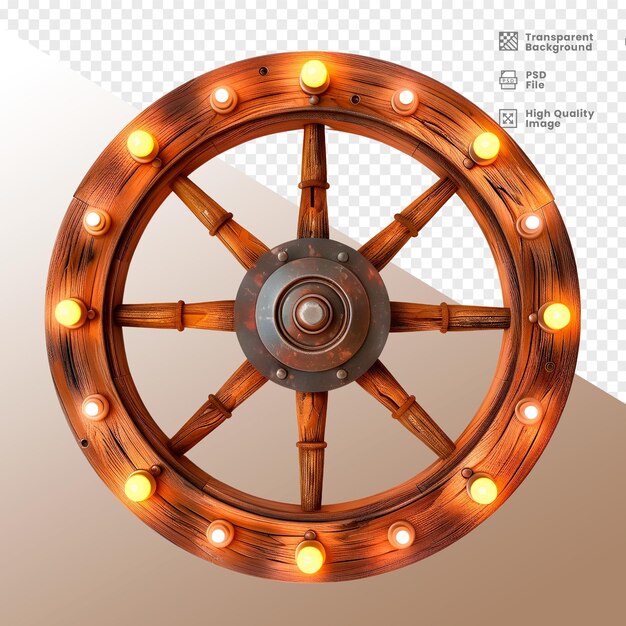 PSD roda de madeira elemento 3d composicao wooden wheel 3d element composition