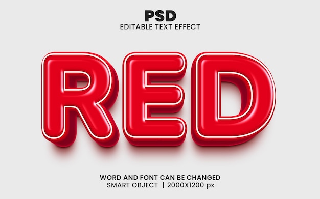 PSD rode 3d bewerkbare photoshop teksteffectstijl met moderne achtergrond