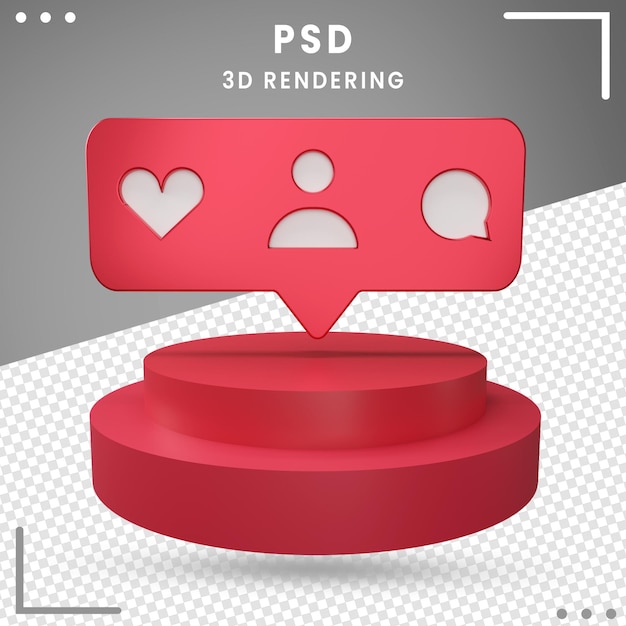 PSD rode 3d gedraaide logo pictogram instagram geïsoleerd