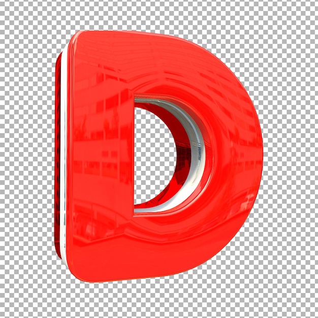 Rode 3D-letter d