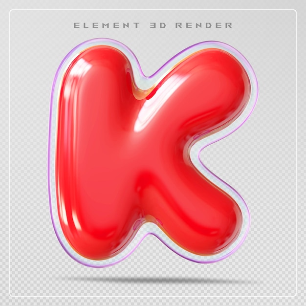 PSD rode alfabet letter k lettertype 3d render