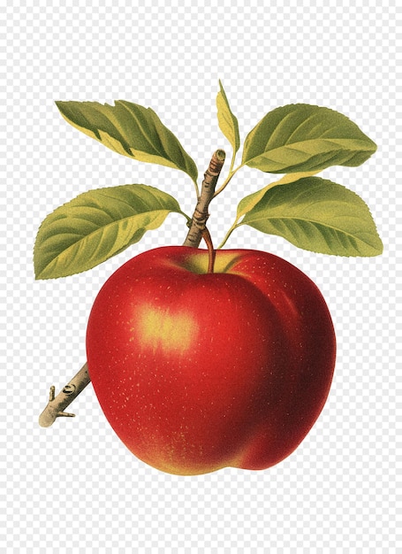 PSD rode appels geïsoleerd op transparante achtergrond oude botanische illustratie